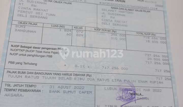 Di jual tanah di saentis dekat toll haji anif 3
