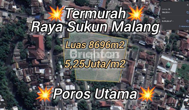 Termurah!!! Langka Tanah Luas 8696m2 Di Pusat Kota Malang Raya Sukun S Supriadi 