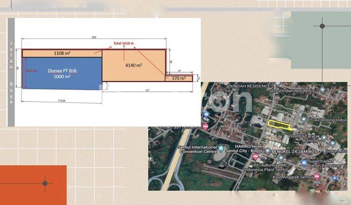 DI JUAL / DISEWAKAN  LAHAN SAMPING HOTEL HARRIS SENTUL. LUAS 5600 M JALAN RAYA BABAKAN MADANG SENTUL 1