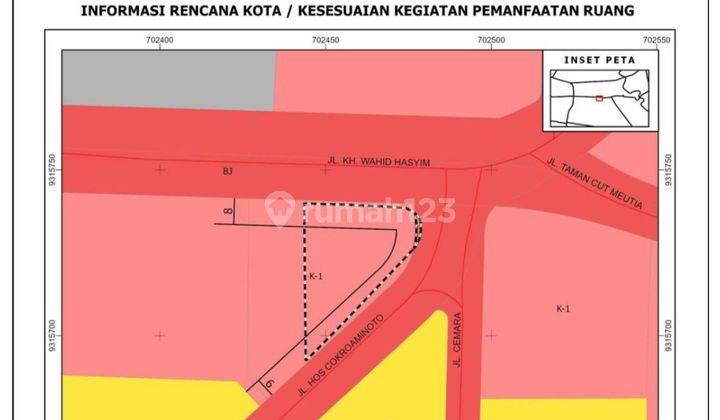 Dijual Tanah Komersial Jl Wahid Hasyim Jl Cokroaminoto Menteng 2