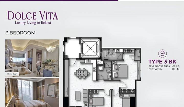 Apartemen Pakuwonresidence-type 3 Bedroom 2