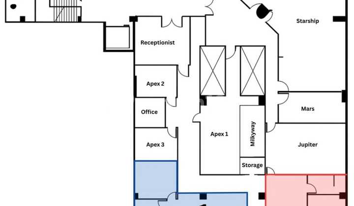 For Rent: Ready-to-Occupy Office Space in West Jakarta, Flood-Free Area, Near KRL, Near Busway, Near Hotel, Near Hospital, Near Central Park, Near Taman Anggrek, Near Senayan, Near Palmerah, Near Tomang, Near Shopping Center, Office Building Location.
