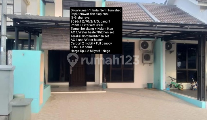 Dijual Rumah 1 Lantai Rapi Terawat Siap Huni @ Graha Raya Tangerang Selatan