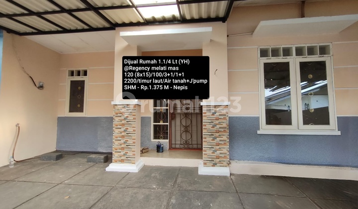 Dijual Rumah 1. 1/4 Lantai @ Regency Melati Mas