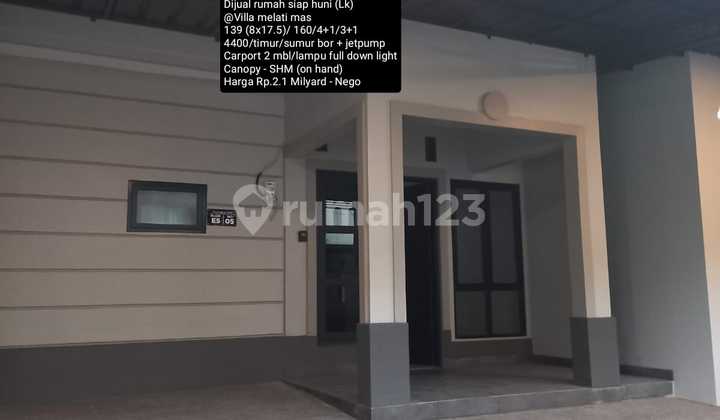 Dijual Rumah 2 Lantai Siap Huni @ Villa Melati Mas