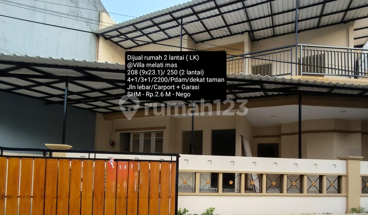 Dijual Rumah 2 Lantai Luas @ Villa Melati Mas