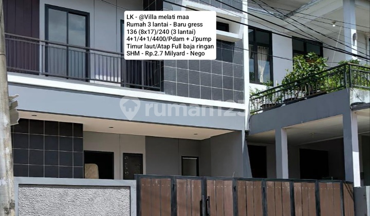 Rumah 3 Lantai Baru Gress @ Villa Melati Mas Rumah 3 Lantai Baru Gress @ Villa Melati Mas
