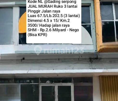 Cheap Sale 3-Story Shop House by Main Road @ Gading Serpong