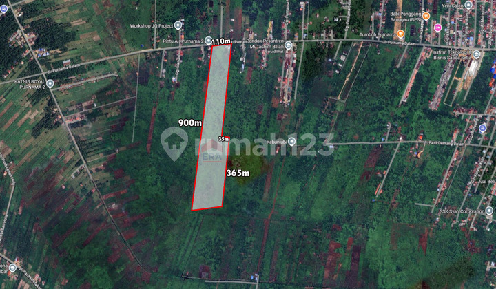 Tanah Luas 11 ±Ha Akses Pinggir Jalan Kawasan Kota di Purnama 2 (Purnama Dalam)