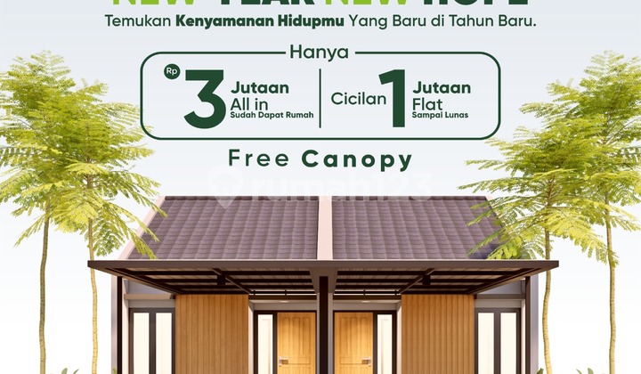 RUMAH 3 JUTAAN FREE KANOPI DENGAN FASILITAS KOLAM RENANG
