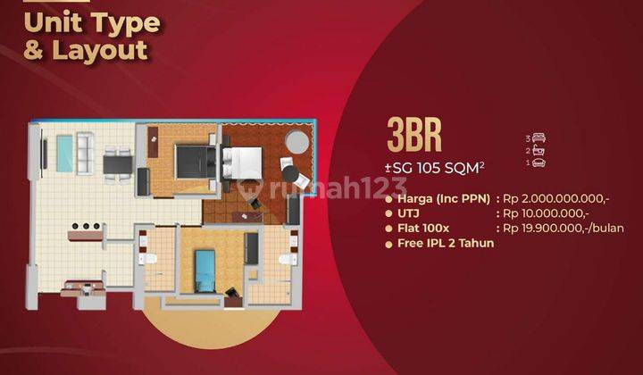 Jual  Apartemen The Linden Furnish Nol Jalan Ngagel Surabaya Pusat Bebas Banjir  2