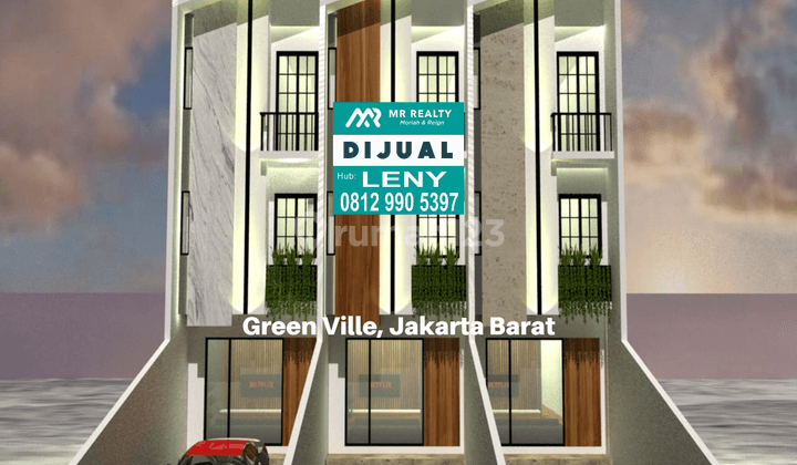 PROMO..MURAH...RUMAH BARU MINIMALIS 3 LANTAI DI GREEN VILLE, JAKARTA BARAT (ADA 3 UNIT)  1