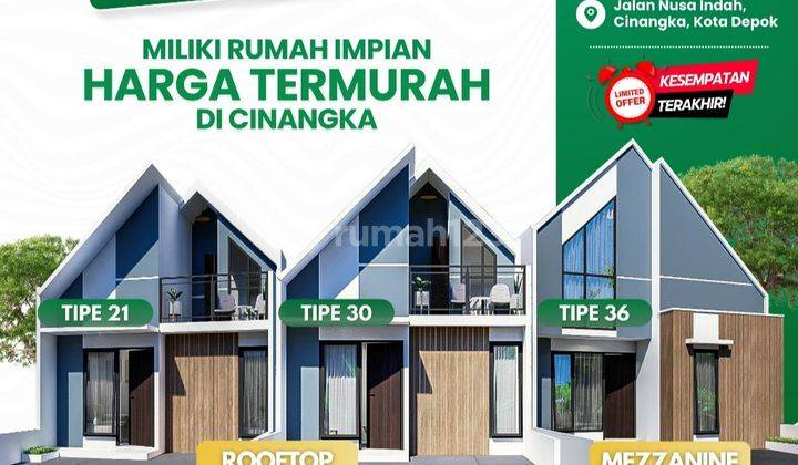 Beli Sekarang Diskon 50 Juta,  Rumah Skandinavia Mezzanine  Dekat Tol Pamulang & Stasiun MRT 1