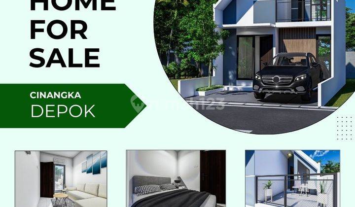 Beli Sekarang Mumpung Harga Promo,  Rumah Modern dengan Rooftop Balkon, 300 Jutaan , Lokasi Strategis Cinangka Depok, Dekat Tol dan Kampus! 1