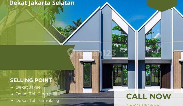  Rumah Modern Mezzanine di Cinangka, 399 Juta, Dekat Ciputat, Cinere, Upn Limo  1