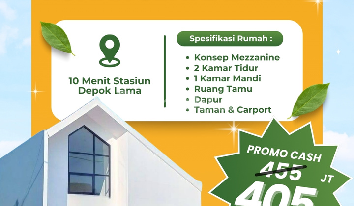 Dijual Rumah Kawasan Perumahan Akses Mobil Dekat Stasiun & Tol SHM