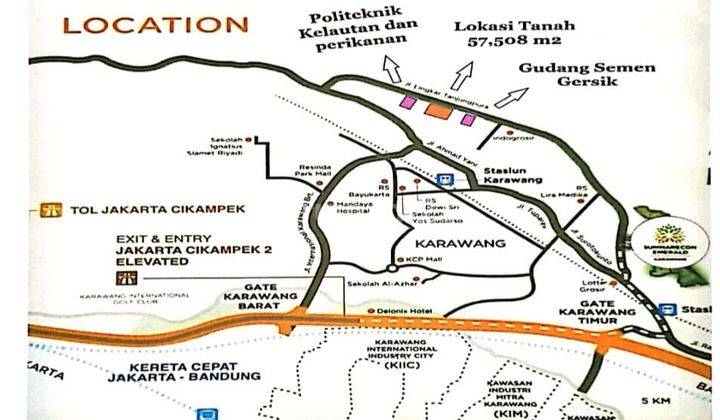 Tanah Komersil Naik Daun Karawang Barat 5, 7 ha 1,8 jt/ mtr Cocok Bangun Pabrik  2