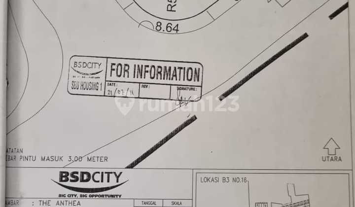 Kavling Huk Posisi Boulevard di Cluster Anthea BSD City