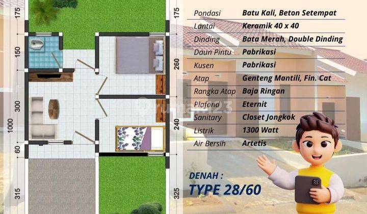 RUMAH SUBSIDI TERDEKAT DARI SEMARANG, di Boja, Kendal , 166 jt, DP All in 8jt-an, Angsuran FLAT 1 juta  2