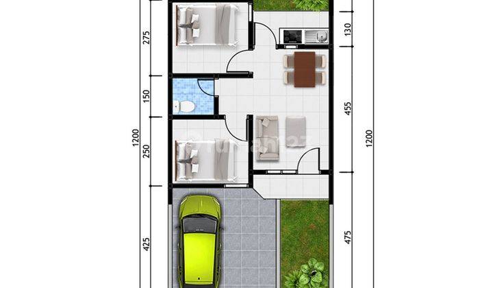 RUMAH MEWAH, 20 MENIT DARI BSB/KIW, SHM 314 JT FREE BIAYA & AC SETIAP KAMAR 2