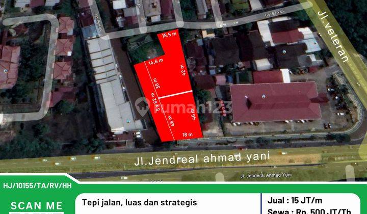 Tanah Disewakan di Jl. A Yani 1, Pontianak 1