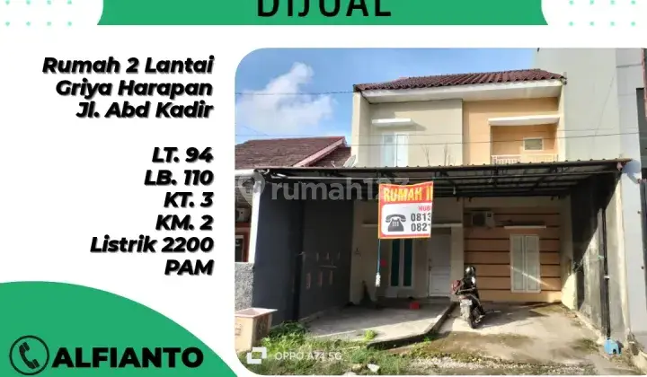 Dijual Rumah 2lt di Jl. ABDUL KADIR, PERUMAHAN GRIYA HARAPAN
(Ar) 1