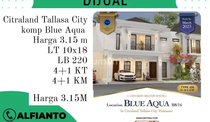 DIJUAL RUMAH di Citraland Tallasa City, Blue Aqua 1