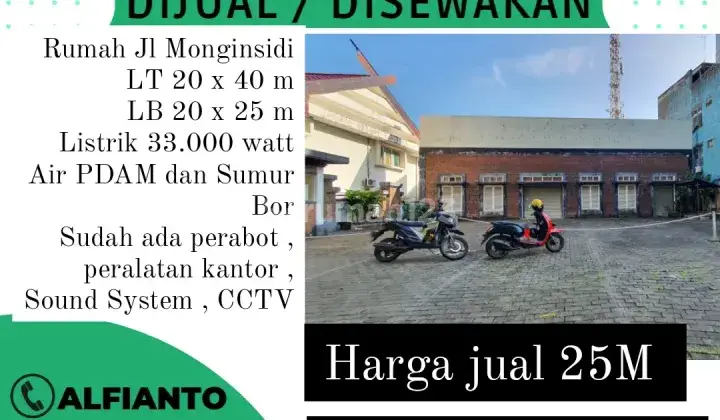 Dijual/Disewakan Rumah di Jalan Monginsidi (al) 1