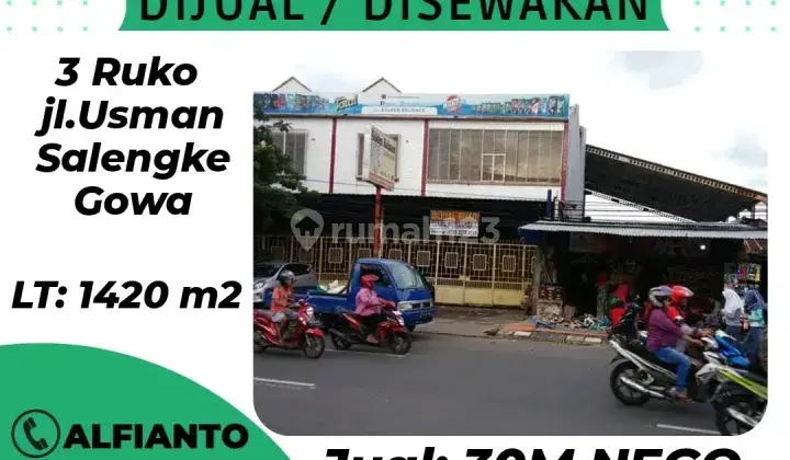 Disewakan/Dijual 3Ruko Siap Pakai di Jalan Poros (ar) 1