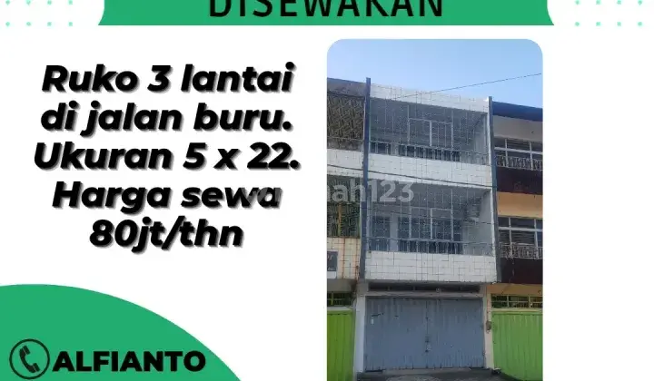 Disewakan Ruko 3lantai lokasi strategis (mm) 1