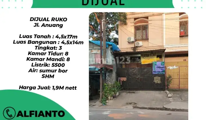 Dijual ruko 3 lantai dalam kota harga termurah ( al) 1