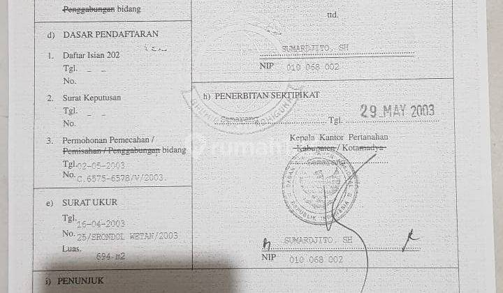 Dijual Kav di Durian Banyumanik 5