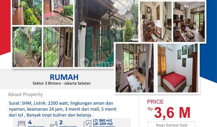 Dijual Rumah di Sektor 3 Bintaro, Jakarta Selatan 1