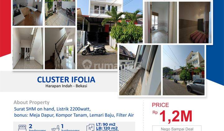 Dijual Cluster Ifolia Luas 90 M2 Harapan Indah  1