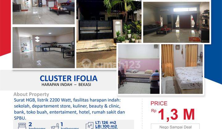 Dijual Cluster Ifolia Luas 126 M2 Harapan Indah  1