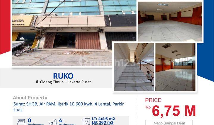 Dijual Ruko 4 Lantai Luas Tanah 4x1,6 M2 Cideng Timur Jakarta Pusat 1