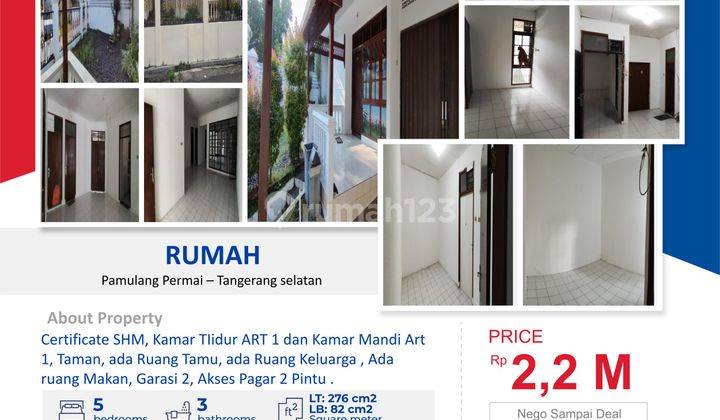 Dijual Rumah 2 Lantai Luas 276 M2 Pamulang Permai Tangerang 1