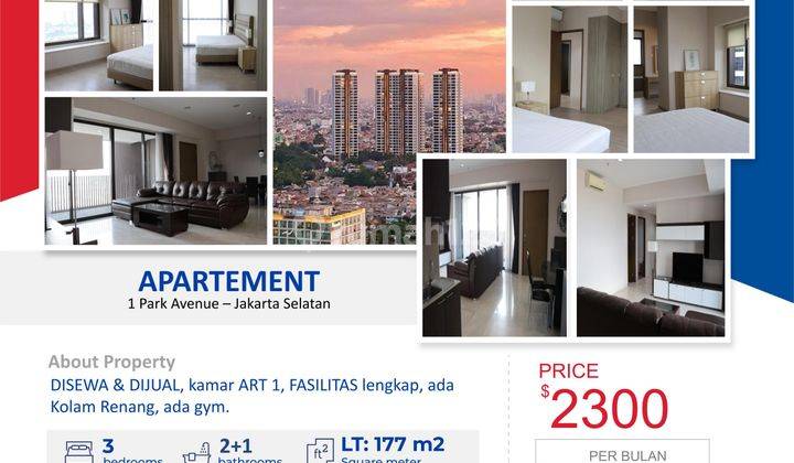 Disewa Apartement 1 Park Avenue Luas 177 M2 Jakarta Selatan 1