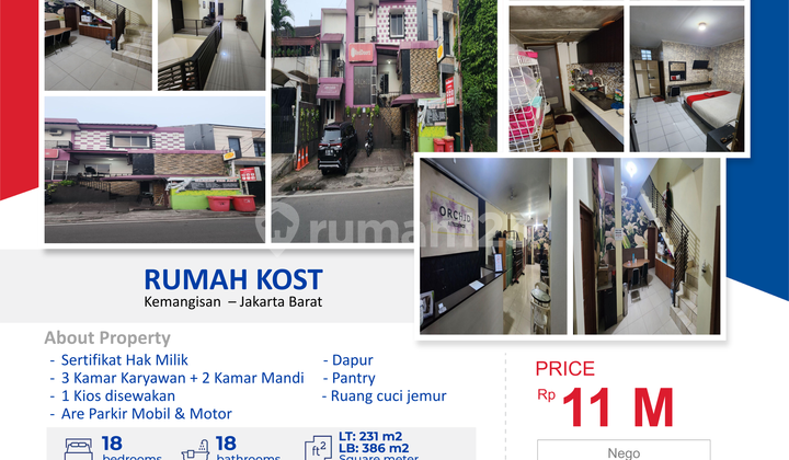 Kost 386 m2 SHM Kemanggisan, Jakarta Barat Kost 386 m2 SHM Kemanggisan, Jakarta Barat