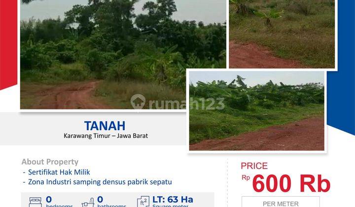 Dijual Tanah di Karawang Timur SHM Lt 63 Ha Jawa Barat 1