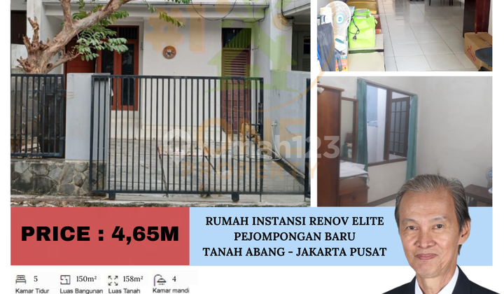 Dijual Rumah Instansi Renov bagus di daerah Elite Pejompongan Baru, Tanah Abang - Jakarta Pusat