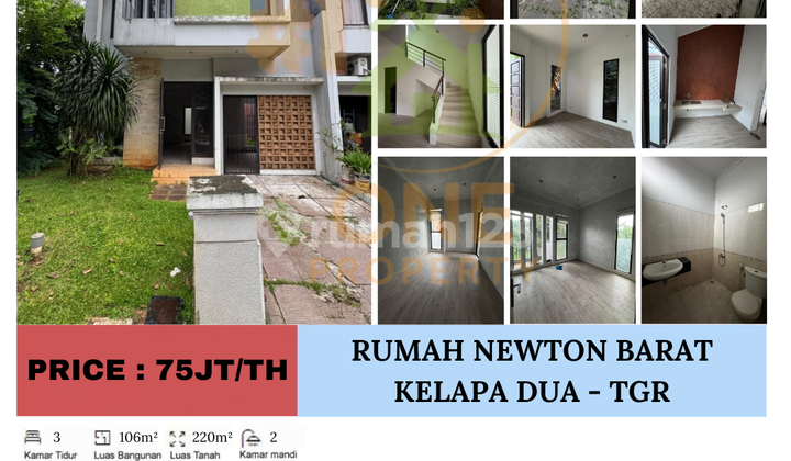 Disewakan Rumah Newton Barat, Curug Sangereng, Kelapa Dua - Tangerang