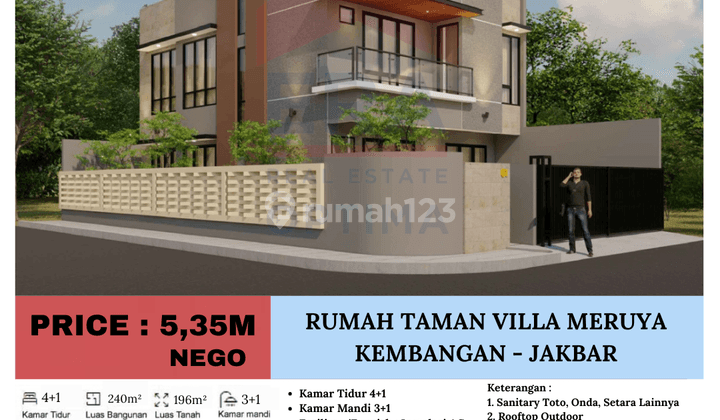 Dijual Rumah Taman Villa Meruya, Kembangan Jakarta Barat 1