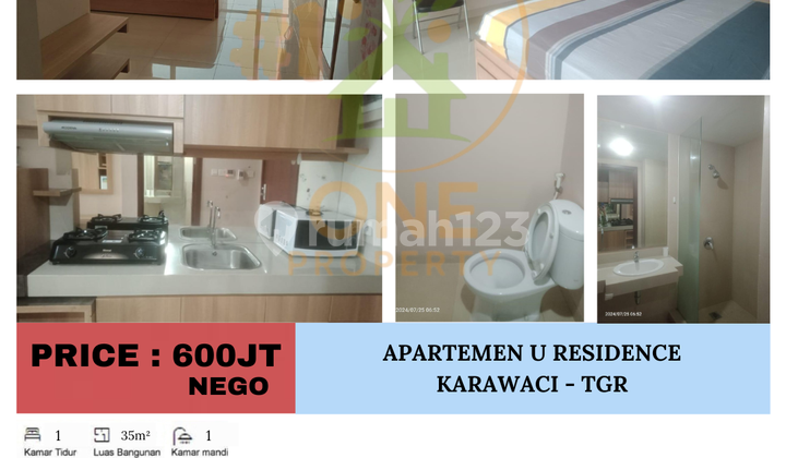 Dijual Apartemen U Residence 2, Lippo Karawaci, Klapa Dua - Tangerang