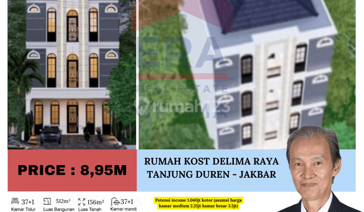 Dijual Rumah Kost Delima Raya, Tanjung Duren - Jakarta Barat 1