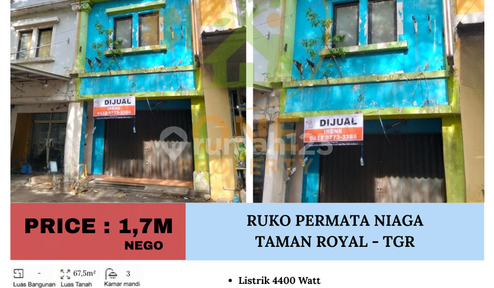 For Quick Sale! Ruko Permata Niaga, Taman Royal, Tanah Tinggi - Tangerang 1
