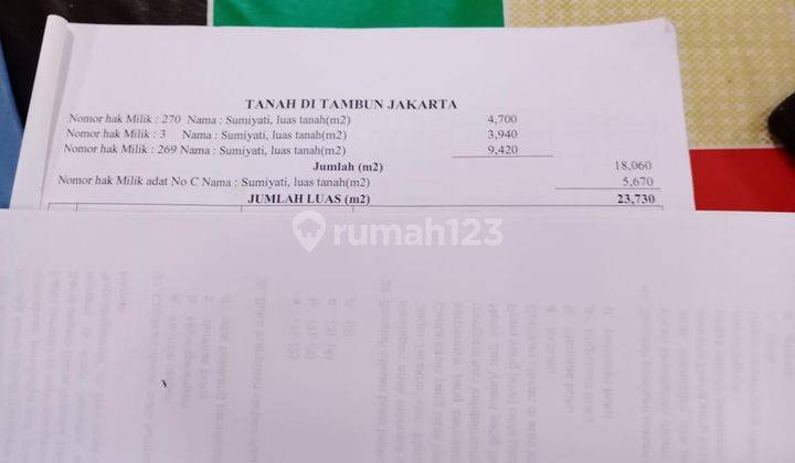 Di Jual Tanah Kebon Belanda di Kota Tambun Bekas,cocok Untuk Perumahan,perkantoran Tempat Komersil,tempat Wisata Lokasi Strategis. Di Jalan Raya Villa Bekasi Indah 2