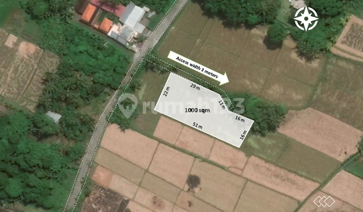 FOR SALE 10 AREA LAND WITH RICE FIELD VIEW IN KEDUNGU - RF6489