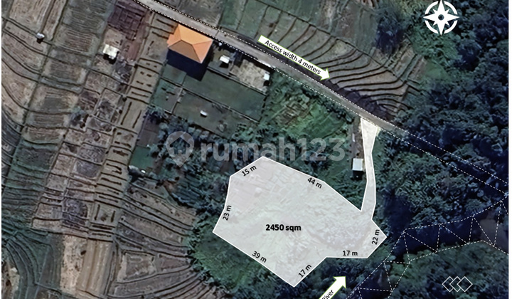 DIJUAL HAK MILIK TANAH 24,5 ARE DENGAN PEMANDANGAN SUNGAI DI KABA KABA - RF6803A