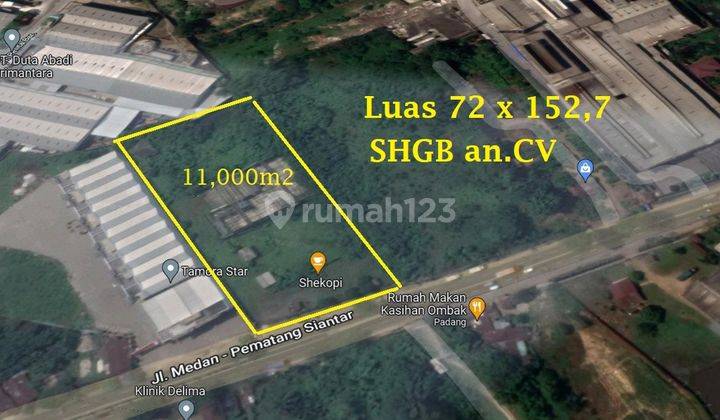 Dijual Tanah Luas 11.000 m² di Pinggir Jalan Jl. Medan Pematang Siantar, Tj. Morawa B, Kec. Tj. Morawa, Kabupaten Deli Serdang, Sumatera Utara 20362, Deli Serdang 1